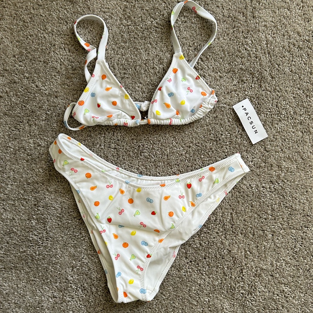 NWT White Pacsun Fruit Printed Bikini